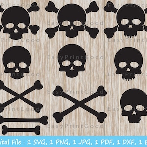 Skull and Cross Bones Svg Skull Svg Bundle Skull and Cross Bones Clipart Skull Crossbones Svg Skull Crossbones Bundle Skull Silhouette
