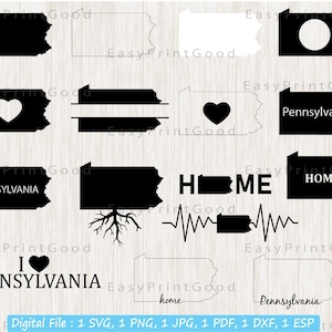 Pennsylvania State Svg Bundle, Pennsylvania State Clipart, Pennsylvania  Home, Pennsylvania Outline, Monogram Frame, Cut file, Cricut Svg