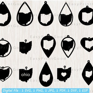 Ohio Earring Template, Earring Svg, Ohio Earring Svg, Ohio Jewelry Svg,Teardrop Leather Earrings, Cut file, Cricut
