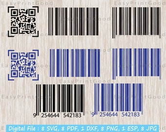 Clipart SVG code-barres : Shopping monogramme coupe fichier (téléchargement numérique)