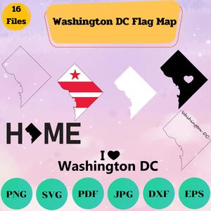 Mapa da bandeira de Washington DC, Washington DC Svg, Distrito de Columbia, Estados Unidos da América, Esboço, Casa, Moldura de monograma, Arquivo de corte, Cricut