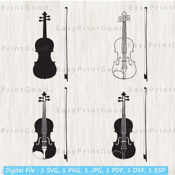 Violin Svg, Violin Logo, Violin Clipart, Music, Violin Cut Files For Silhouette, Violin Files for Cricut, Instant Digital Download, Cricut