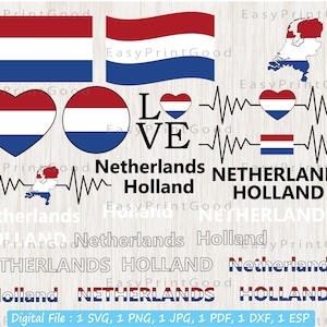 Niederlande Flagge Svg Bundle, Niederlande National Flagge, Holland Karte Flagge, Liebe, Holländische Flagge Svg, Winkende Niederlande, Cut Datei, Cricut