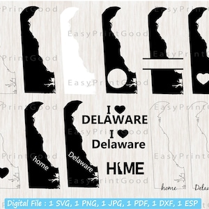 Delaware Svg Bundle, Delaware Clipart, Delaware Outline, Delaware Map, Love, Delaware Home, Delaware State, Monogram Frame, Cut file, Cricut