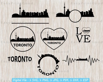 Toronto Skyline SVG Bundle: Cityscape Silhouette Cut Files (Digital Download)
