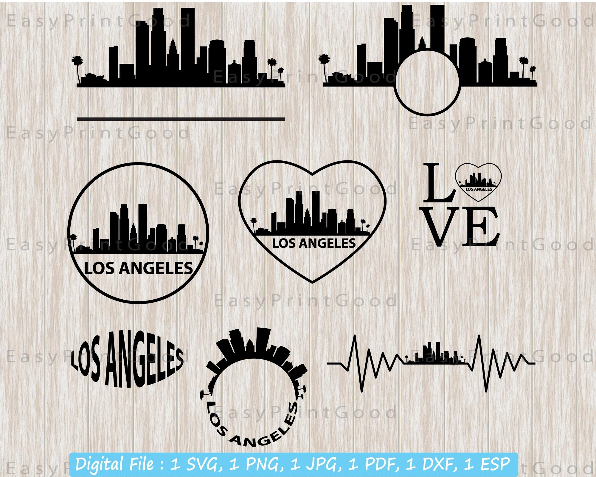 Los Angeles Frame Svg Bundle Los Angeles Svg California Etsy