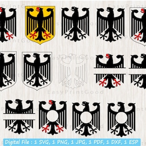 Cresta de la bandera del país nacional de Alemania svg, Bandera alemana, Sello alemán, Cresta alemana, Escudo de armas, Marco dividido alemán, Monograma, Archivo de corte, Cricut