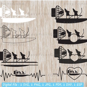 Airboat SVG: Everglades, Monogram Frame, Heartbeat (Digital Download)
