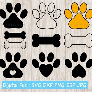 Paw Print Svg Dog Paw Svg Cat Paw Clipart Cut File for Silhouette Dog Bone Svg Paw prints Cricut Animal svg Dog Mom Cat Mom Animal svg