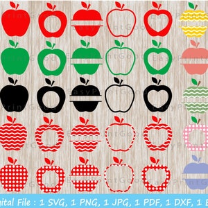 Apple Svg Apple Frames Svg Apple Clipart Apple Monogram Svg Apple Bundle Teacher Svg Split Apple Silhouette Apple vector Cut file Cricut svg