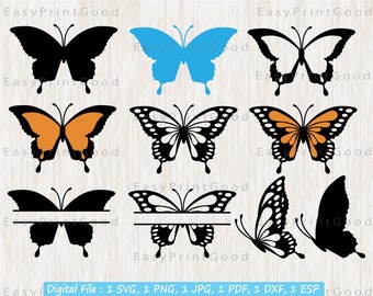 Butterfly SVG Bundle: Clipart, Silhouette, Stencil, Cut File (Digital Download)