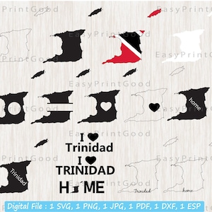 Trinidad & Tobago SVG Bundle: Flag, Map, Outline, Monogram (Cut Files)