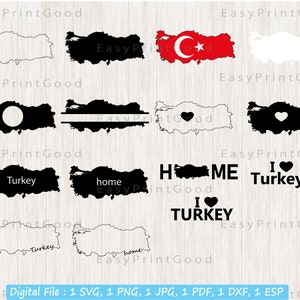 Turkije Kaart Svg Bundel, Turkse Kaart Vlag, Turkse Clipart, Turkije Vlag Kaart, Silhouet, Huis, Liefde, Omtrek, Monogram Frame, Gesneden bestand, Cricut