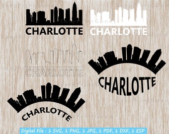 Charlotte Skyline SVG Bundle: NC Silhouette Clipart (Digital Download)
