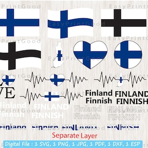 Finnland Flagge Bundle Svg, Finnland National flagge, Love Finland, Wellende Finnland, Finnland Karte, Finnische Flagge, Herz Finnland Karte, Cut file, Cricut