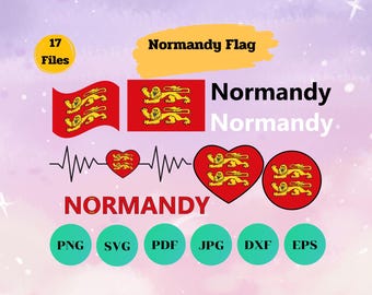 Normandy Flag SVG Bundle: Map, Heart, Waving (Digital Download)