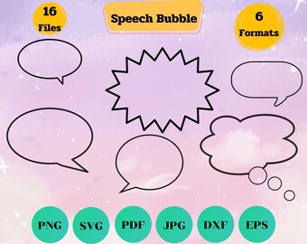 Speech Bubble, Speech Bubble Clipart, Comic bubbles, Clip Art, Svg, Png, Jpg, Esp, Dxf FIle. Cut File.