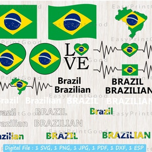 Brasilien Flagge SVG Bundle: Brasilianisch Clip Art, Cricut Cut Datei