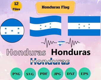 Honduras Flag SVG Bundle: National Flag, Heart, Text (Cut File)