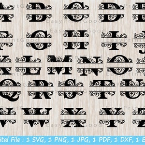 Split Letter Monogram SVG: Ornate Alphabet Cut File (Digital Download)