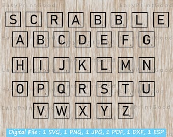Scrabble tegels Svg Scrabble Letters Svg Scrabble Clipart Scrabble tegels gesneden bestand voor Cricut silhouet 26 Scrabble tegels Clipart gesneden bestand