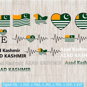 Azad Kaschmir Flagge Azad Kashmir Name, Azad Kashmir National Nation Land Banner, Karte, Herz, Text Wort, Cut Datei, Cricut svg