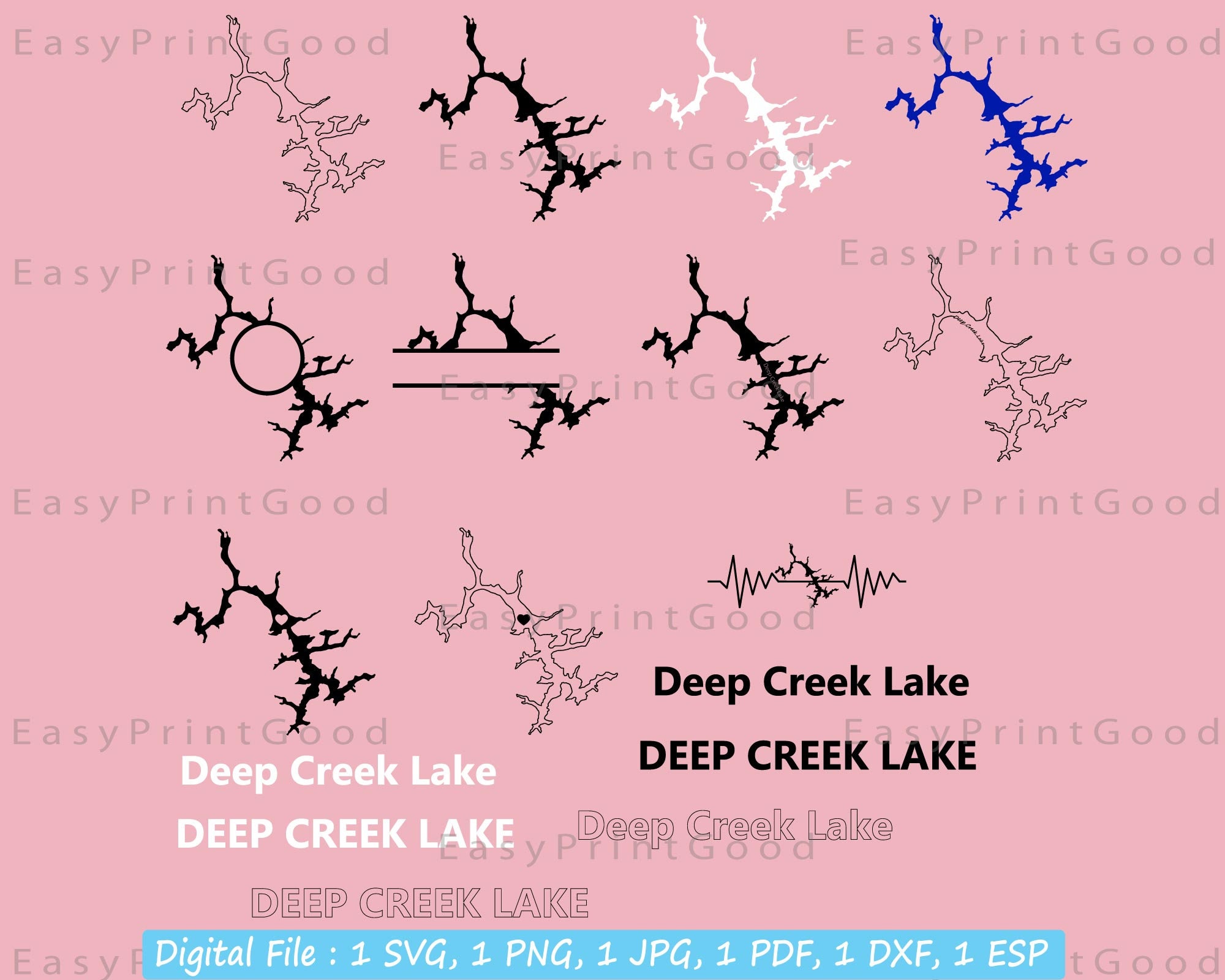 Deep Creek Lake Svg Esquema de Deep Creek Lake Amor Etsy México