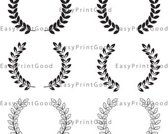 Laurel Wreath SVG: Leaf Monogram Cutting File (Digital Download)