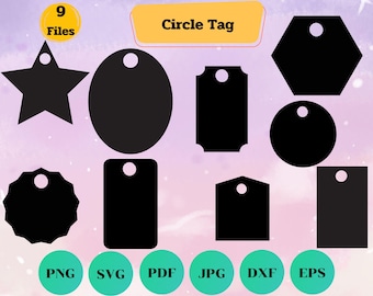 Circle Tag Clipart Bundle, Silhouette Cut File (svg, png, jpg, esp, dxf)