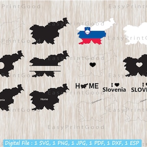 Slovenien SVG, Slovenien Clipart, Karte, Slovenien Karte, Monogramm Rahmen, Home, I love, Outline, schwarz und weiß, ausgeschnittene Datei, Cricut