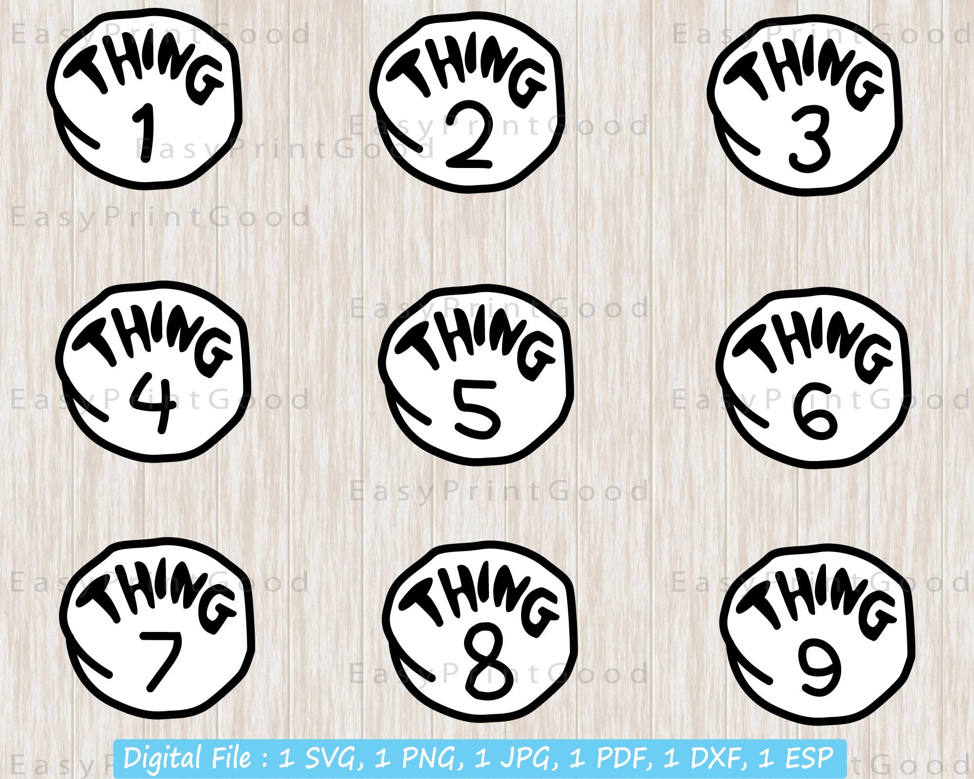 Thing 1thing 2thing 3thing 4thing 5 Svg Seuss Svg Thing Etsy