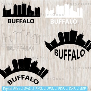 Buffalo Skyline Svg, Buffalo Clipart, Silhouette, Buffalo Skyline Svg, Outline, Skyline City, New York États-Unis, Fichier coupé, Cricut Svg, Glowforge
