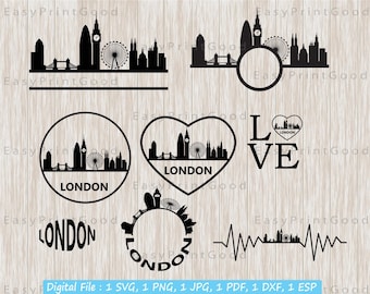 London Skyline SVG Bundle: UK Cityscape Silhouette, Cricut Cut File (Digital)