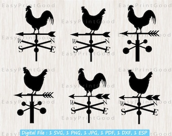Rooster Weather Vane SVG: Farmhouse Wind Vane Clipart (Digital Download)