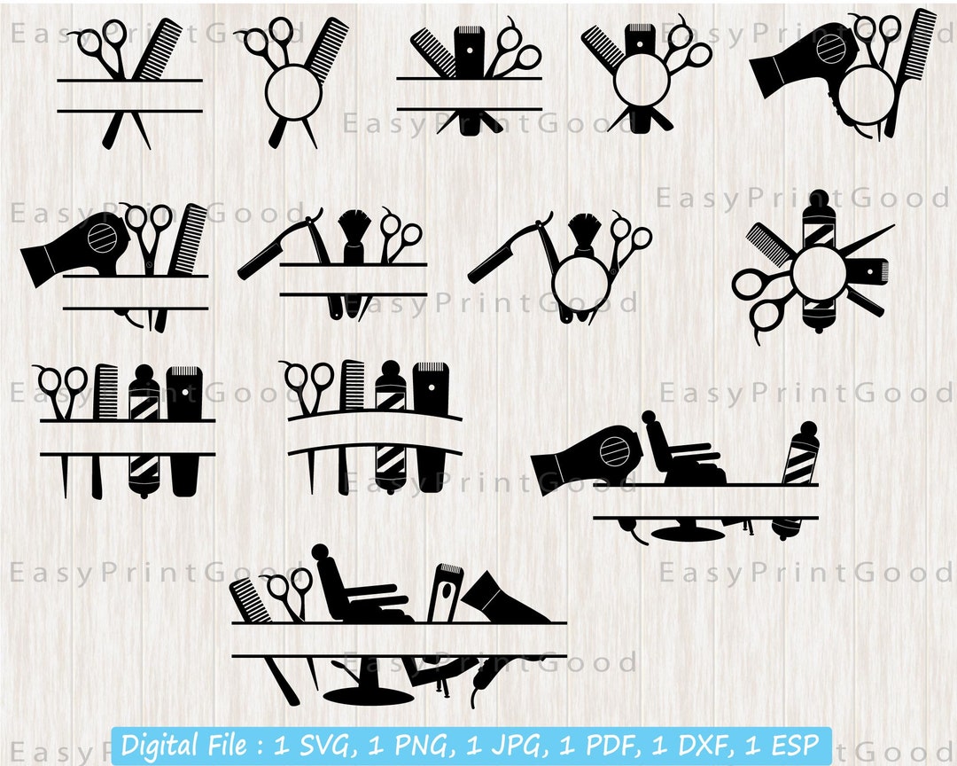Barber Monogram Frame SVG Bundle, Hairdresser Monogram, Hairstylist