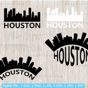 Houston Skyline Silhouette: Cityscape SVG, PNG, PDF (Digital Download)