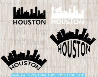 Houston Skyline Silhouette: Cityscape SVG, PNG, PDF (Digital Download)