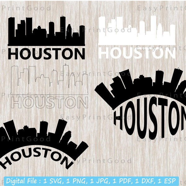 Houston Skyline, Houston Texas Usa Skyline Cityscape Silhouette, City Shirt, Houston Svg, Houston Cityscape Vinyl Sign, Cut file, Cricut