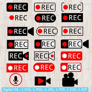 Nagrywanie Red Svg, Nagrywanie Svg, Nagrywanie Clipart, Livestream Svg, Nagrywanie Audio, Nagrywanie Wideo, Nagrywanie Symbol, Plik Cięcia, Cricut