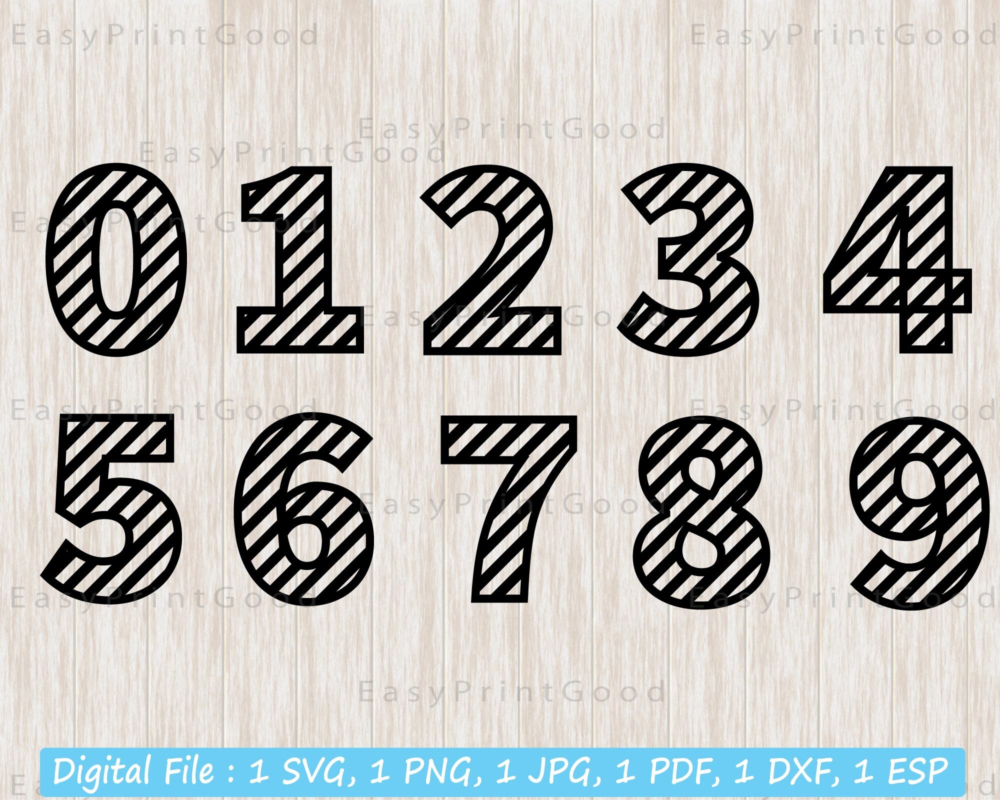 Diagonals Stripe Lines Numbers Svg Stripe Numbers 0-9 Stripe | Etsy