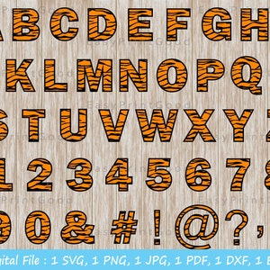Tiger Font Svg Animal Letters and Numbers Svg Skin Patterned Alphabet Clipart Tiger Skin Font Animal Alphabet Svg Cut file Cricut svg