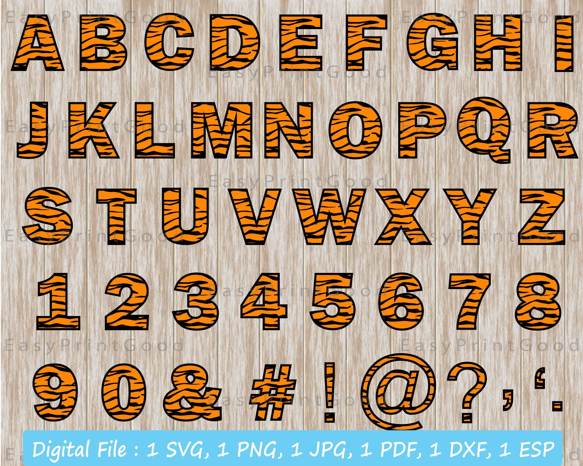 Download Tiger Font Svg Animal Letters And Numbers Svg Skin Patterned Etsy