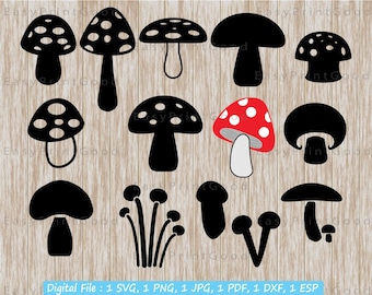Mushroom SVG Bundle, Toadstool Clipart, Garden Cut File (Digital Download)