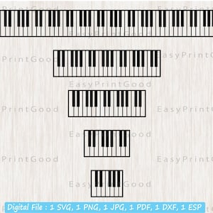 Piano Keyboard SVG Clipart: Music Notes Cut File (Digital Download)