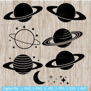 Saturn Planet Svg, Saturn Svg, Astronomy Clipart, Planet With Ring Svg,Astronomy  Svg,Moon saturn Svg, Star, Outer space, Cut file, Cricut