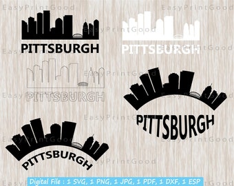 Pittsburgh Skyline SVG: Pennsylvania Cityscape Silhouette (Digital Download)