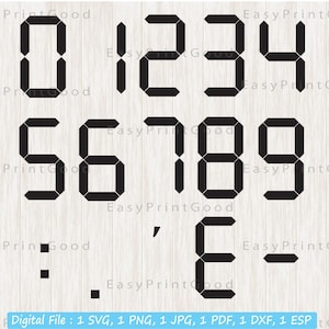 Digital Numbers SVG Bundle: Calculator Font Files (Digital Download)