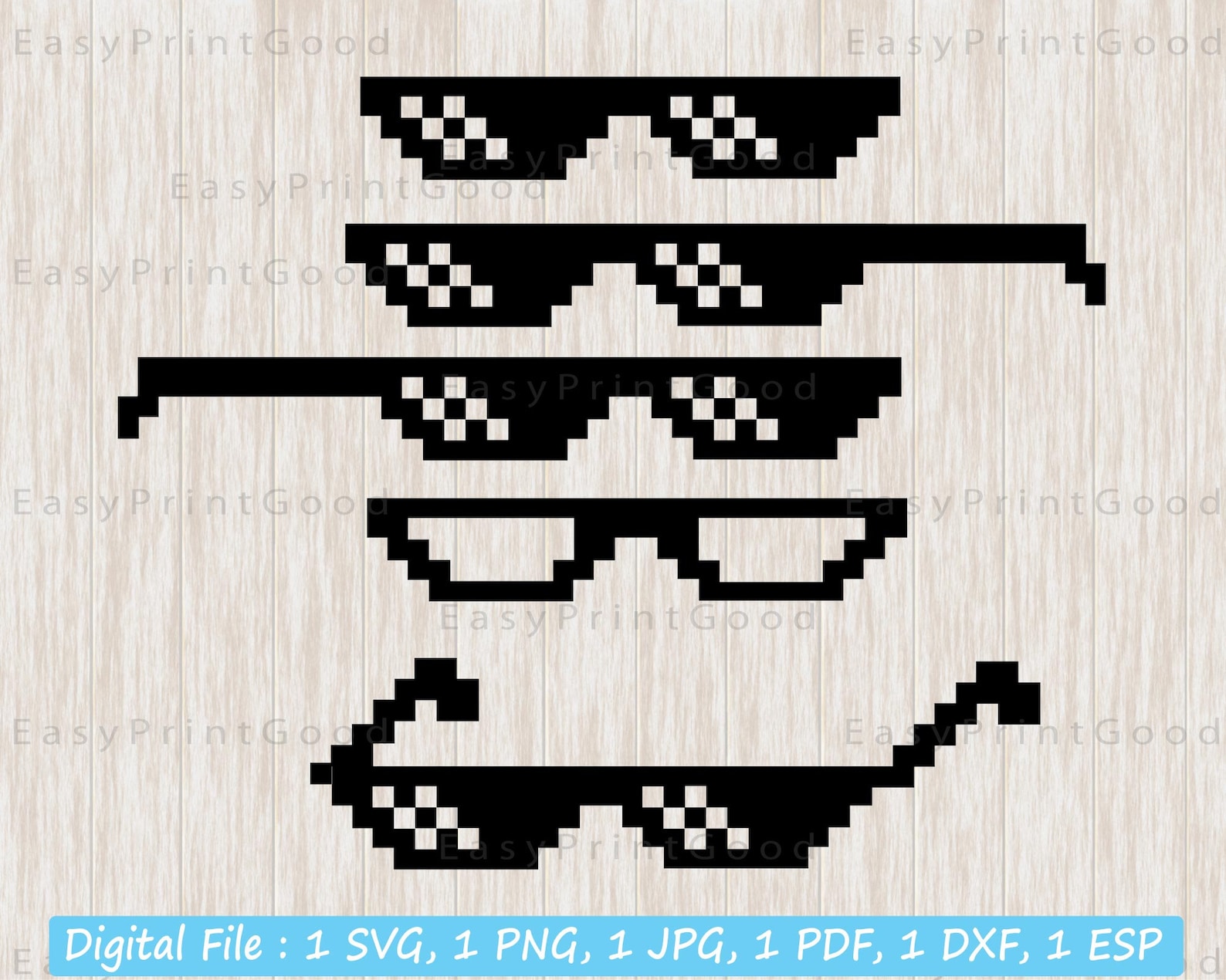 Pixel Sunglasses Svg Cool Glasses Svg Mosaic 8 Bit Pixel Etsy