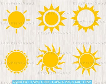 Sun Digital File Sun Svg Sun Light Sunrise Sun Clipart Sun Cricut Digital clipart for Design Clip Art Svg Png Jpg Esp Dxf FIle.Cut File