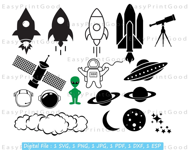 Rocketship Svg Rocket Svg Moon Spacecraft Clipart | Etsy